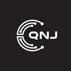 QNJ letter technology logo design on black background. QNJ creative initials letter IT logo concept. QNJ setting shape design.
