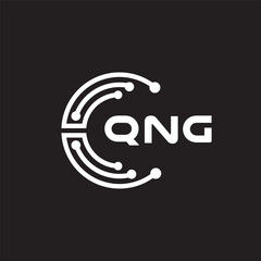 QNG letter technology logo design on black background. QNG creative initials letter IT logo concept. QNG setting shape design.
