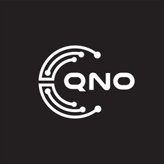 QNO letter technology logo design on black background. QNO creative initials letter IT logo concept. QNO setting shape design.
