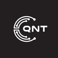 QNT letter technology logo design on black background. QNT creative initials letter IT logo concept. QNT setting shape design.
