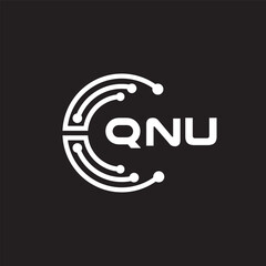 QNU letter technology logo design on black background. QNU creative initials letter IT logo concept. QNU setting shape design.
