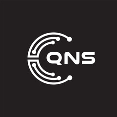 QNS letter technology logo design on black background. QNS creative initials letter IT logo concept. QNS setting shape design.
