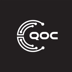 QOC letter technology logo design on black background. QOC creative initials letter IT logo concept. QOC setting shape design.
