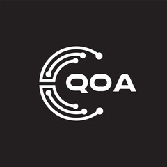 QOA letter technology logo design on black background. QOA creative initials letter IT logo concept. QOA setting shape design.

