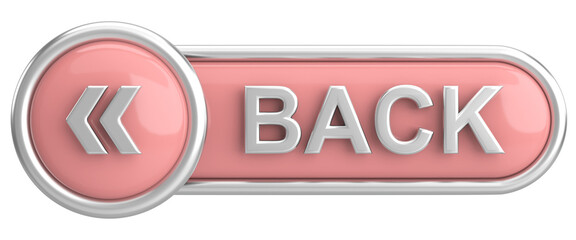Previous button. Back button. 3D illustration.
