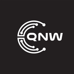 QNW letter technology logo design on black background. QNW creative initials letter IT logo concept. QNW setting shape design.
