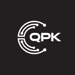 QPK letter technology logo design on black background. QPK creative initials letter IT logo concept. QPK setting shape design.
