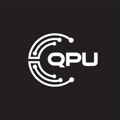 QPU letter technology logo design on black background. QPU creative initials letter IT logo concept. QPU setting shape design.
