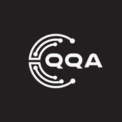 QQA letter technology logo design on black background. QQA creative initials letter IT logo concept. QQA setting shape design.
