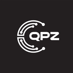 QPZ letter technology logo design on black background. QPZ creative initials letter IT logo concept. QPZ setting shape design.
