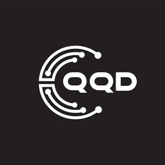 QQD letter technology logo design on black background. QQD creative initials letter IT logo concept. QQD setting shape design.
