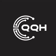 QQH letter technology logo design on black background. QQH creative initials letter IT logo concept. QQH setting shape design.
