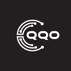 QQO letter technology logo design on black background. QQO creative initials letter IT logo concept. QQO setting shape design.
