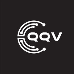 QQV letter technology logo design on black background. QQV creative initials letter IT logo concept. QQV setting shape design.
