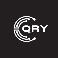 QRY letter technology logo design on black background. QRY creative initials letter IT logo concept. QRY setting shape design.
