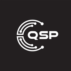 QSP letter technology logo design on black background. QSP creative initials letter IT logo concept. QSP setting shape design.

