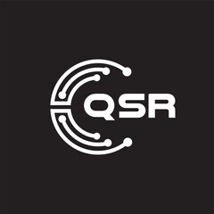QSR letter technology logo design on black background. QSR creative initials letter IT logo concept. QSR setting shape design.
