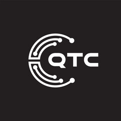 QTC letter technology logo design on black background. QTC creative initials letter IT logo concept. QTC setting shape design.
