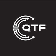QTF letter technology logo design on black background. QTF creative initials letter IT logo concept. QTF setting shape design.
