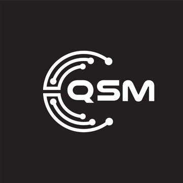 QSM letter technology logo design on black background. QSM creative initials letter IT logo concept. QSM setting shape design.
