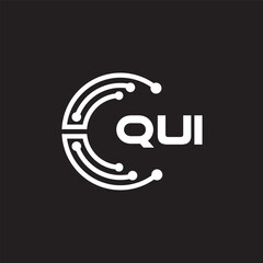 QUI letter technology logo design on black background. QUI creative initials letter IT logo concept. QUI setting shape design.
