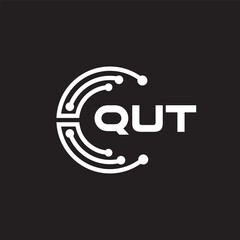 QUT letter technology logo design on black background. QUT creative initials letter IT logo concept. QUT setting shape design.
