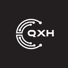 QXH letter technology logo design on black background. QXH creative initials letter IT logo concept. QXH setting shape design.
