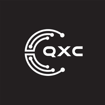 QXC letter technology logo design on black background. QXC creative initials letter IT logo concept. QXC setting shape design.

