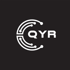 QYR letter technology logo design on black background. QYR creative initials letter IT logo concept. QYR setting shape design.
