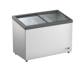 Double glass door chest freezer for ice creams, meat, vegetables and fruits