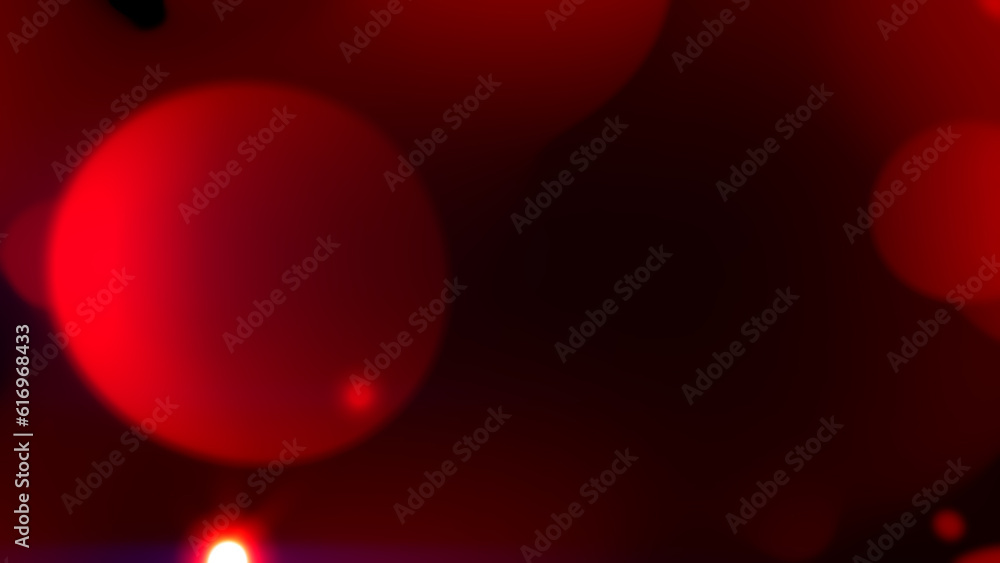 Poster red slight soft liquid with particles - dark bokeh backdrop - abstract 3d rendering