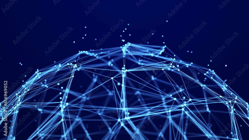 Poster abstract sphere of multiple points and lines. globe or ball. digital technology. illustration in spa