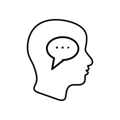 Head think concept icon design. Message talk sign. Creative idea symbol illustration on white background..eps