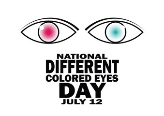 National Different Colored Eyes Day Vector illustration. July 12. Holiday concept. Template for background, banner, card, poster with text inscription.