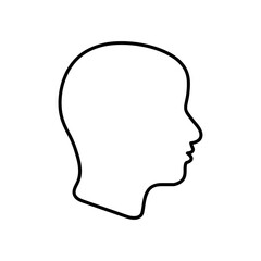 human head icon illustration, Human head profile black shadow silhouette vector illustration on white background. 