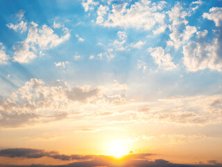 Fototapeta na wymiar Beautiful sunset sky and clouds with dramatic light