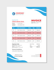 Modern invoice template in blue color