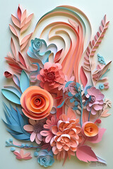 Colorful flowers art in pastel color