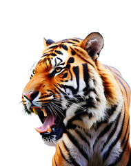 Portrait of a tiger barbed wire on a transparent background (PNG). Generative AI.