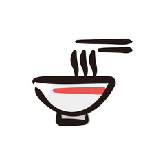 Ramen - Japanese food icon/illustration (Hand-drawn line, colored version)
