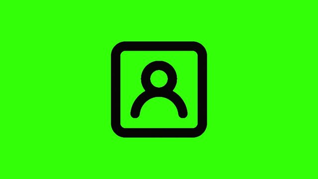 profile black icon background animated, logo symbol, social media, green screen
