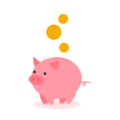 Piggy bank icon with coins. Saving, investment in the future, or saving money concept. Vector illustration cartoon.