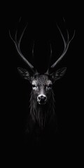 Generative Ai. Deer on a black background
