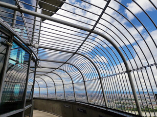 view over the Vienna and Danube river seen from the top of the Danube tower in bright spring day