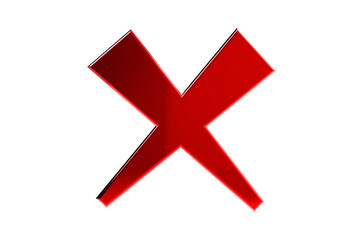 3d render of a cross mark on transparent background