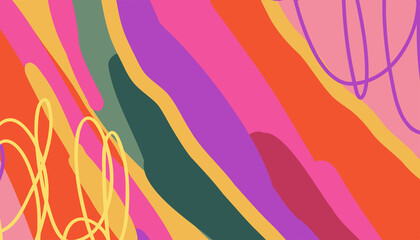 Fototapeta premium Hand drawn summer abstract background in modern artist painting style. Bisness cards ideas 