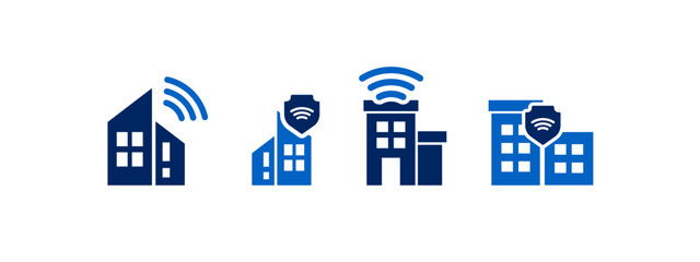 smart building icon vector illustration. city with network concept.