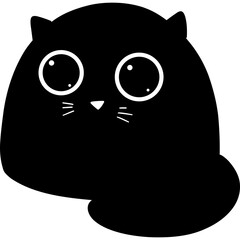 Black Cat Face Illustration 