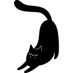 Stretching Black Cat Illustration 