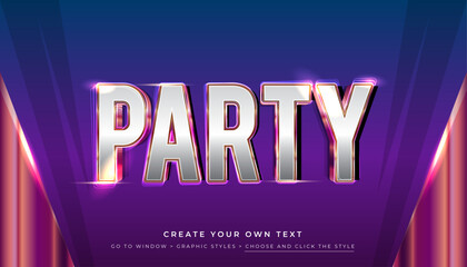 Night Party Music Club 3D editable text effect, suitable for promotion, product, headline, flyer